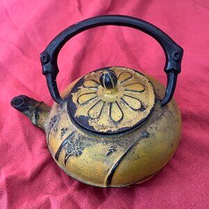 Ochre Asian Teapot with Handle and Strainer-- Make an Offer!